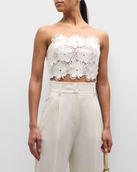 Ramy Brook - Kayla Strapless Embroidered Lace Crop Top - Lyst