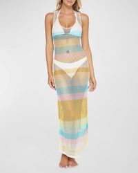 PQ Swim - Marlo Open-Knit Colorblock Stripe Maxi Dress - Lyst