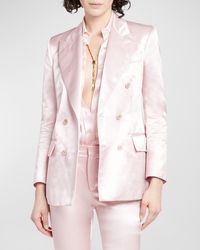 Tom Ford - Pin-Stitch Duchesse Satin Double-Breasted Blazer Jacket - Lyst