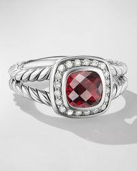 David Yurman - Petite Albion Ring With Gemstone And Diamonds In Silver, 7mm - Lyst