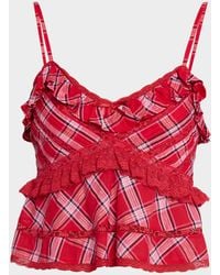 LoveShackFancy - Sormina Tartan Cotton Top - Lyst