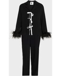 Sleeper - Cropped Feather-Cuff Viscose Pajama Set - Lyst