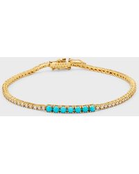 Jennifer Meyer - 18k Yellow Gold Small Turquoise And Diamond Tennis Bracelet - Lyst