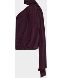 A.L.C. - Celeste Draped Tie-Neck Silk Top - Lyst