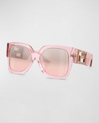 Versace - Embellished Greca Acetate Rectangle Sunglasses - Lyst