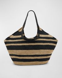 Rabanne - Cabas Striped Raffia Shoulder Bag - Lyst