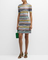 Missoni - Chevron Knit Short-Sleeve Mini Dress - Lyst