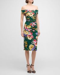Dolce & Gabbana - St. Giardino Floral-Print Sleeveless Draped Charmeuse Midi Dress - Lyst