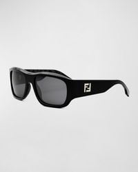 Fendi - Ff Logo Rectangle Sunglasses - Lyst