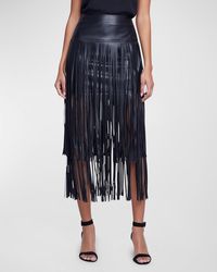 L'Agence - Karolina Faux Leather Fringe Skirt - Lyst