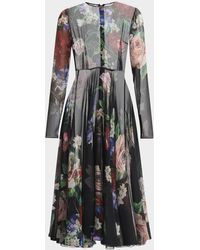 Dolce & Gabbana - Bouquet Fantichi Sheer Chiffon Midi Dress - Lyst