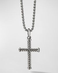 David Yurman - Cable Cross Pendant In Silver, 35mm - Lyst