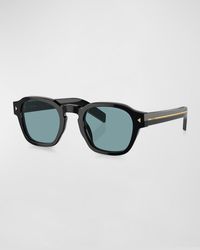 Prada - Polarized Acetate Round Sunglasses - Lyst