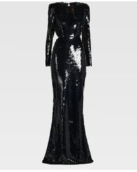 Stella McCartney - Sequined Long-Sleeve Backless Trumpet Gown - Lyst