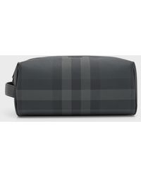 Burberry - Check Leather Travel Zip Pouch - Lyst