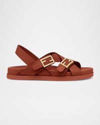 Fendi - Feel Leather Slingback Sandals - Lyst