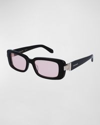 Ferragamo - Gancini Evolution Acetate & Metal Rectangle Sunglasses - Lyst