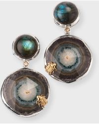 Stephen Dweck - Labradorite And Quartz Stalactite Slice Drop Earrings With Diamonds - Lyst