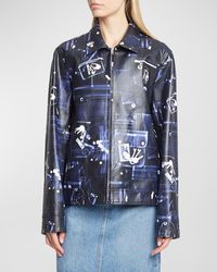 Coperni - Abstract-Print Faux Leather Zip Jacket - Lyst