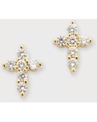 Roberto Coin - Mini Diamond Cross Stud Earrings - Lyst