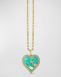 Sydney Evan - 14K Stone Icon Heart Charm Necklace With Diamonds - Lyst