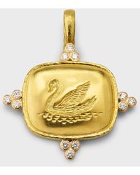 Elizabeth Locke - 19k Gold Swan Cushion Pendant With 2.5mm Diamond Triads - Lyst