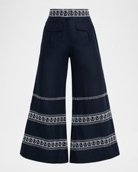 Silvia Tcherassi - Zina Embroidered Linen Flare Crop Pants - Lyst