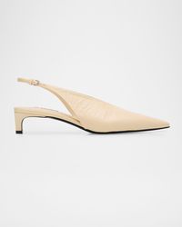 Jil Sander - 35Mm Leather Slingback Pumps - Lyst