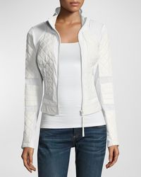 BLANC NOIR - Quilted Leather & Mesh Moto Jacket - Lyst