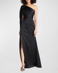 THEIA - Tori Pleated One-Shoulder Draped Gown - Lyst