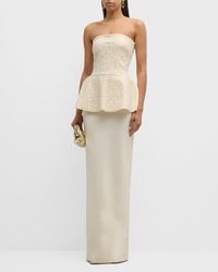 La Petite Robe Di Chiara Boni - Studded Strapless Peplum Column Gown - Lyst