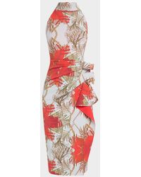 La Petite Robe Di Chiara Boni - Amenadiel Floral Print Side-Drape Halter Dress - Lyst