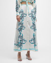 Cynthia Rowley - Floral-Print Button-Front Silk Maxi Skirt - Lyst
