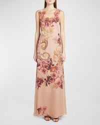 Alberta Ferretti - Floral-print Sleeveless Chiffon Maxi Dress - Lyst