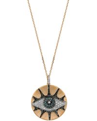 BeeGoddess - Eye Light Multi-diamond Disc Pendant Necklace - Lyst