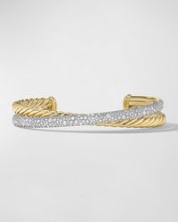 David Yurman - Pave Crossover Two Row Cuff Bracelet With Diamonds - Lyst
