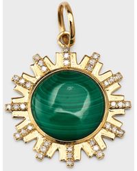 Kastel Jewelry - 14k Yellow Gold Round Malachite Pendant With Diamonds - Lyst