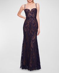Marchesa - Sleeveless Floral Lace Sweetheart Gown - Lyst