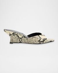 STAUD - Brigitte Snake-Embossed Leather Wedge Mules - Lyst