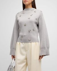 3.1 Phillip Lim - Metallic Merino Wool Embellished Mockneck Pullover Sweater - Lyst