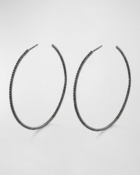 Sheryl Lowe - Inside-out Black Diamond Hoop Earrings - Lyst