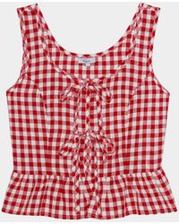 Rails - Jonah Gingham Linen Tie-Front Top - Lyst