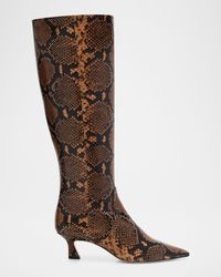 Stuart Weitzman - 50Mm Vinnie Snake-Printed Leather Knee-High Boots - Lyst