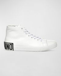 Moschino - Logo Leather High-top Sneakers - Lyst