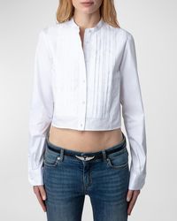 Zadig & Voltaire - Theby Pleated Cropped Button-Front Shirt - Lyst
