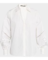 Kobi Halperin - Calla Embroidered Blouson-Sleeve Blouse - Lyst