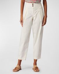 Joie - Millicent Pleated Cropped Stretch Cotton Pants - Lyst