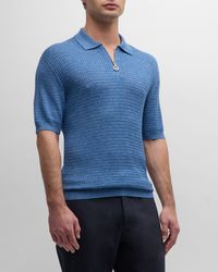 Stefano Ricci - Cable Knit Short-Sleeve Polo Sweater - Lyst