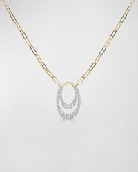 Frederic Sage - 18k Yellow And White Gold Double Vertical Oval Diamond Necklace - Lyst