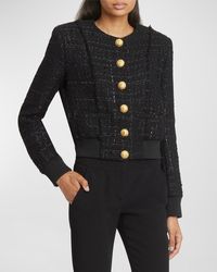 Balmain - Button-Front Tweed Blouson Jacket - Lyst